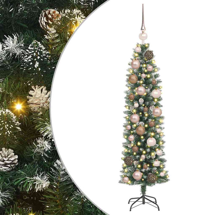 Copac Artificial Slăb de Crăciun cu 150 LED Verde și alb 120 cm - WALTI WALTI