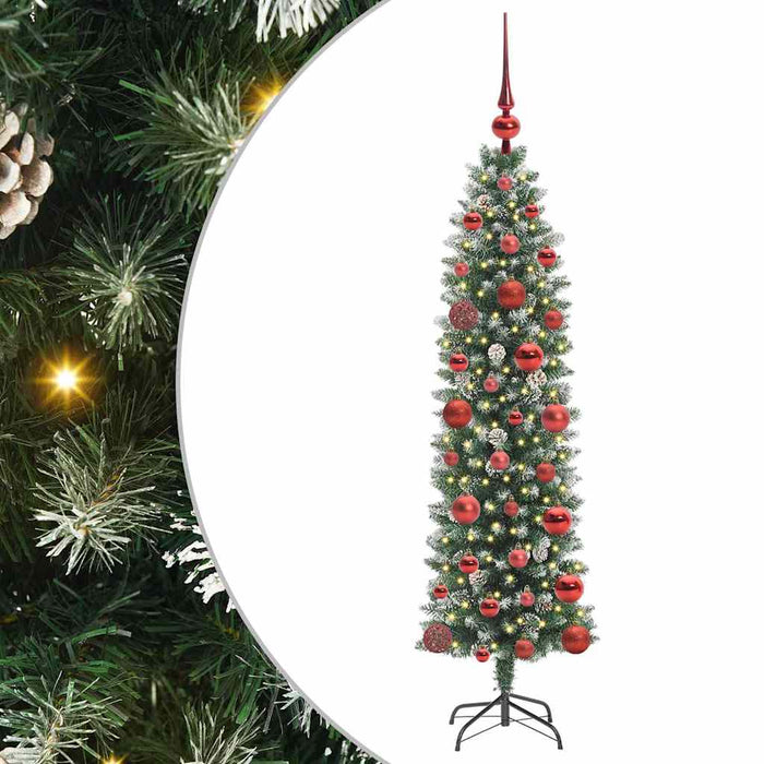 Copac Artificial Slăb de Crăciun cu 150 LED Verde și alb 120 cm - WALTI WALTI