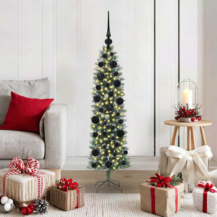 Copac Artificial Slăb de Crăciun cu 150 LED Verde și alb 120 cm - WALTI WALTI