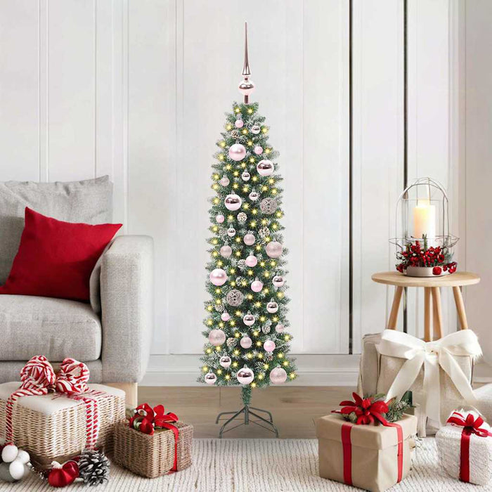 Copac Artificial Slăb de Crăciun cu 150 LED Verde și alb 120 cm - WALTI WALTI