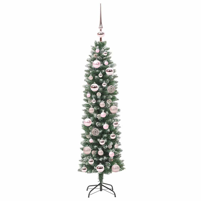Copac Artificial Slăb de Crăciun cu 150 LED Verde și alb 120 cm - WALTI WALTI