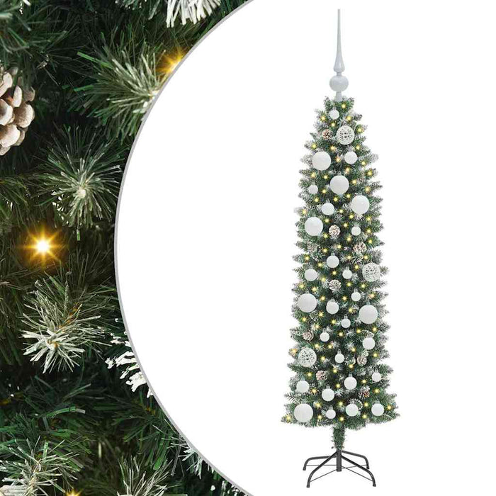 Copac Artificial Slăb de Crăciun cu 150 LED Verde și alb 120 cm - WALTI WALTI
