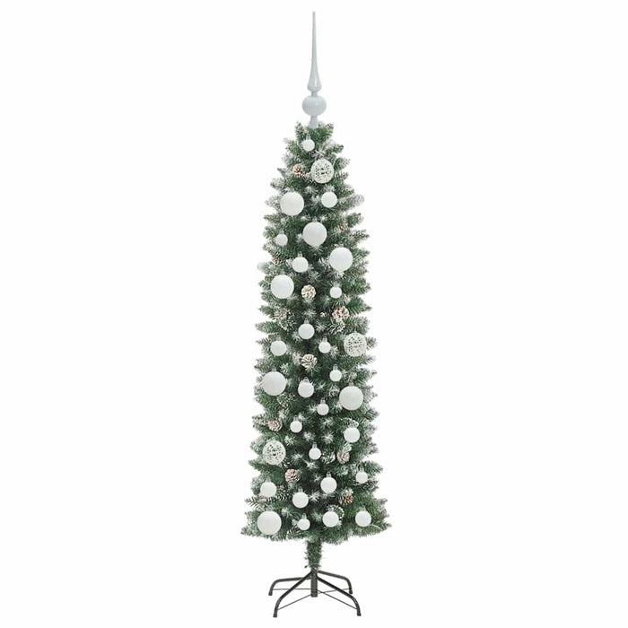 Copac Artificial Slăb de Crăciun cu 150 LED Verde și alb 120 cm - WALTI WALTI