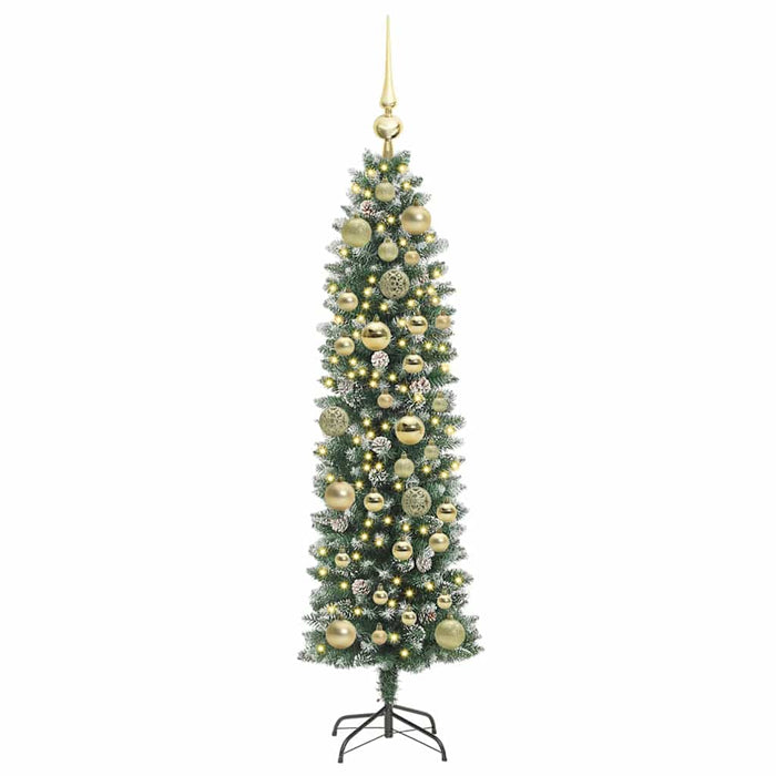 Copac Artificial Slăb de Crăciun cu 150 LED Verde și alb 120 cm - WALTI WALTI
