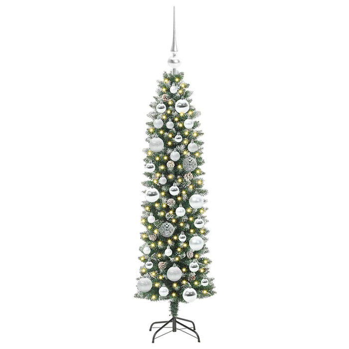 Copac Artificial Slăb de Crăciun cu 150 LED Verde și alb 120 cm - WALTI WALTI