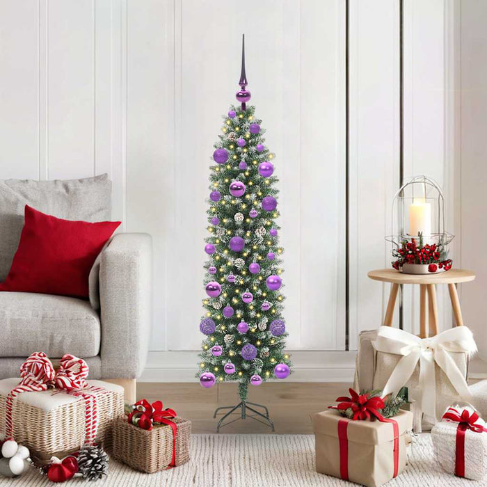 Copac Artificial Slăb de Crăciun cu 150 LED Verde și alb 120 cm - WALTI WALTI