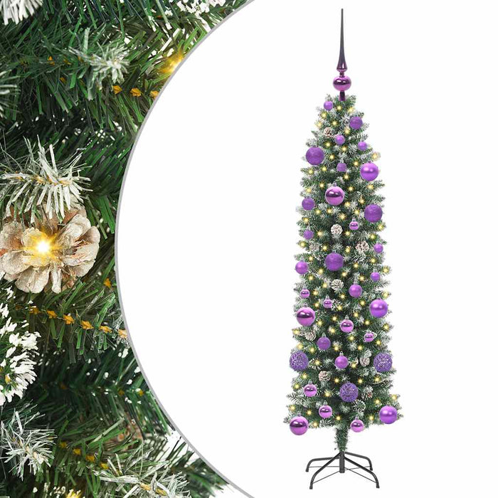 Copac Artificial Slăb de Crăciun cu 150 LED Verde și alb 120 cm - WALTI WALTI