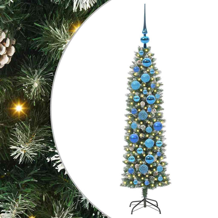 Copac Artificial Slăb de Crăciun cu 150 LED Verde și alb 120 cm - WALTI WALTI