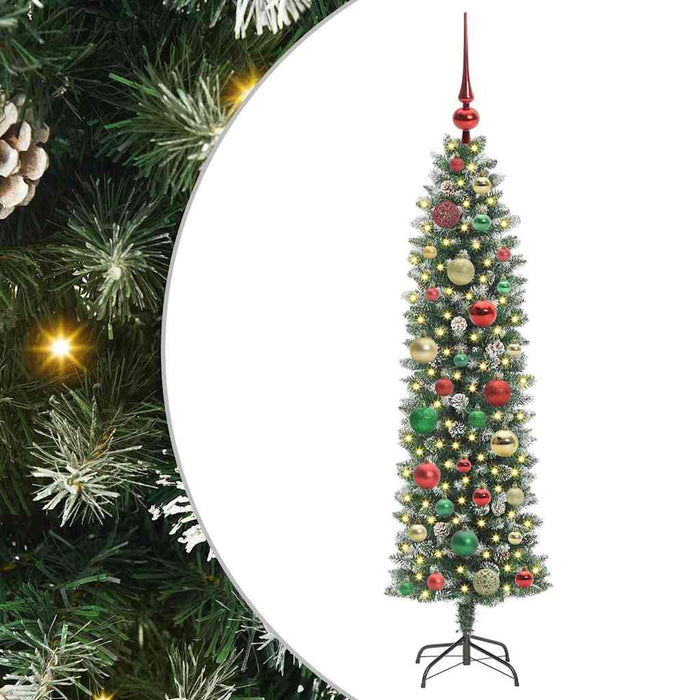 Copac Artificial Slăb de Crăciun cu 150 LED Verde și alb 120 cm - WALTI WALTI