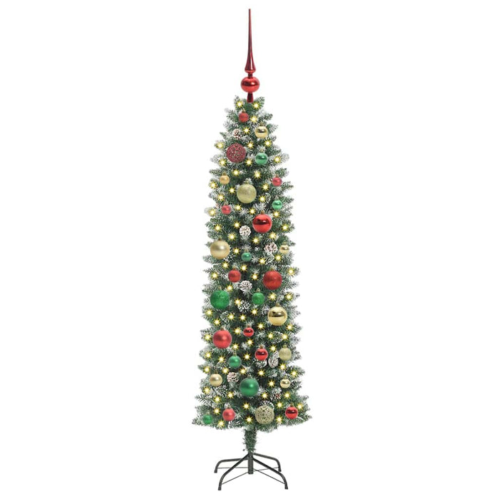 Copac Artificial Slăb de Crăciun cu 150 LED Verde și alb 120 cm - WALTI WALTI