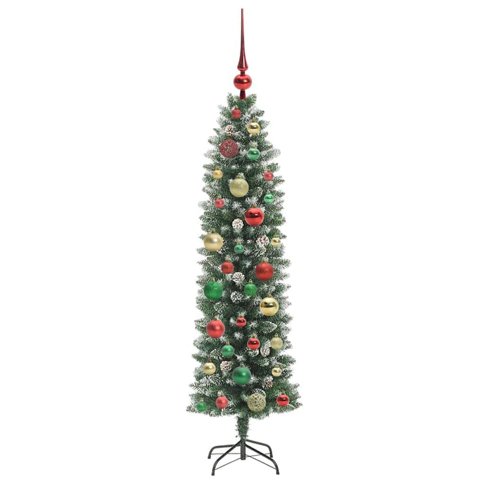 Copac Artificial Slăb de Crăciun cu 150 LED Verde și alb 120 cm - WALTI WALTI
