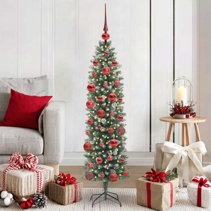 Copac Artificial Slăb de Crăciun cu 150 LED Verde și alb 150 cm - WALTI WALTI