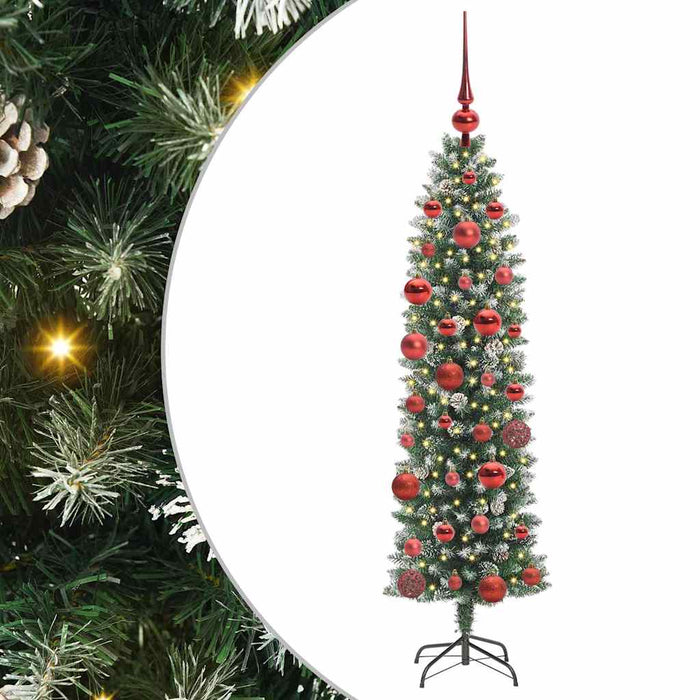 Copac Artificial Slăb de Crăciun cu 150 LED Verde și alb 150 cm - WALTI WALTI