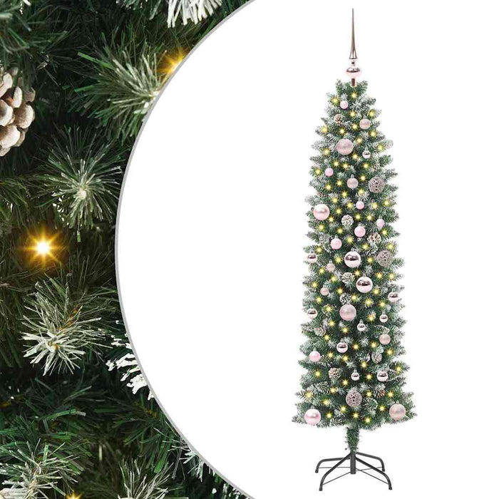 Copac Artificial Slăb de Crăciun cu 150 LED Verde și alb 150 cm - WALTI WALTI