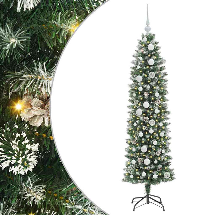 Copac Artificial Slăb de Crăciun cu 150 LED Verde și alb 150 cm - WALTI WALTI