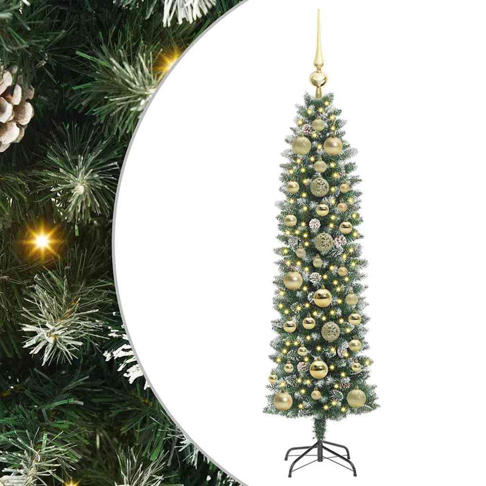 Copac Artificial Slăb de Crăciun cu 150 LED Verde și alb 150 cm - WALTI WALTI