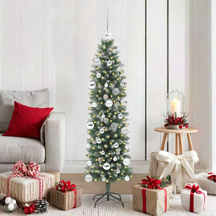 Copac Artificial Slăb de Crăciun cu 150 LED Verde și alb 150 cm - WALTI WALTI