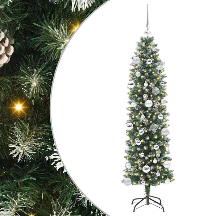 Copac Artificial Slăb de Crăciun cu 150 LED Verde și alb 150 cm - WALTI WALTI