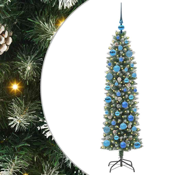 Copac Artificial Slăb de Crăciun cu 150 LED Verde și alb 150 cm - WALTI WALTI