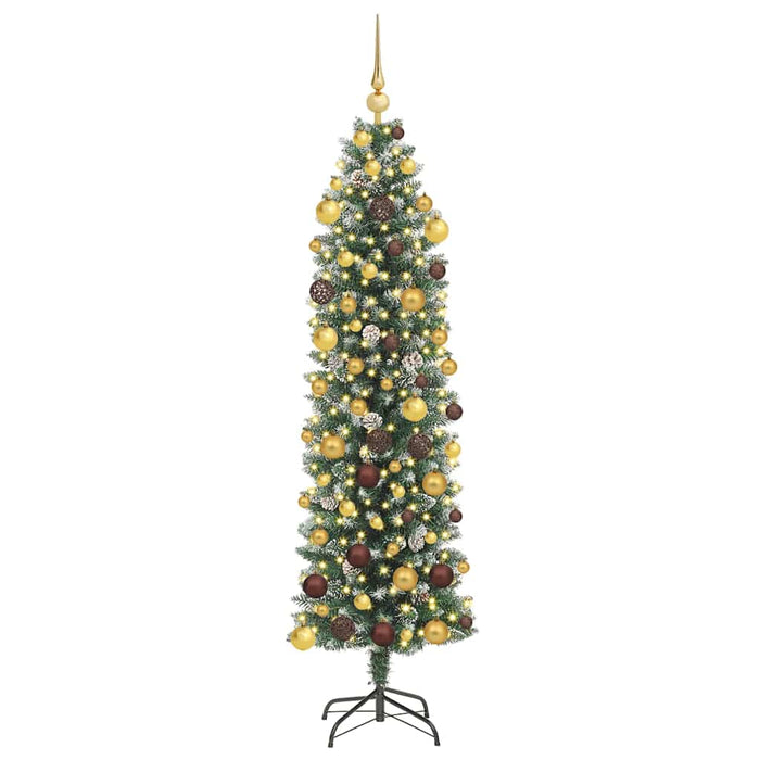 Copac Artificial Slăb de Crăciun cu 300 LED Verde și alb 180 cm WALTI