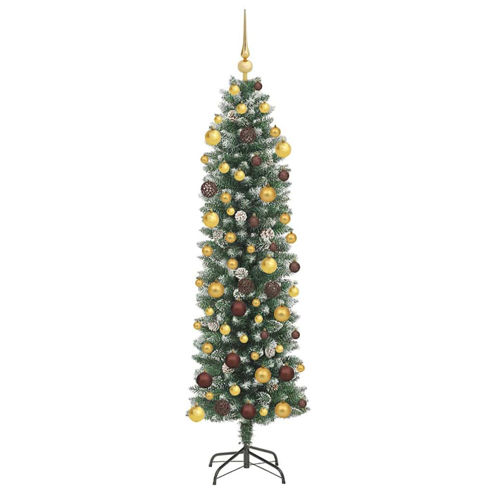Copac Artificial Slăb de Crăciun cu 300 LED Verde și alb 180 cm WALTI