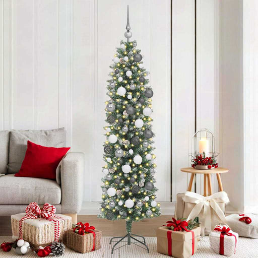 Copac Artificial Slăb de Crăciun cu 300 LED Verde și alb 180 cm - WALTI WALTI