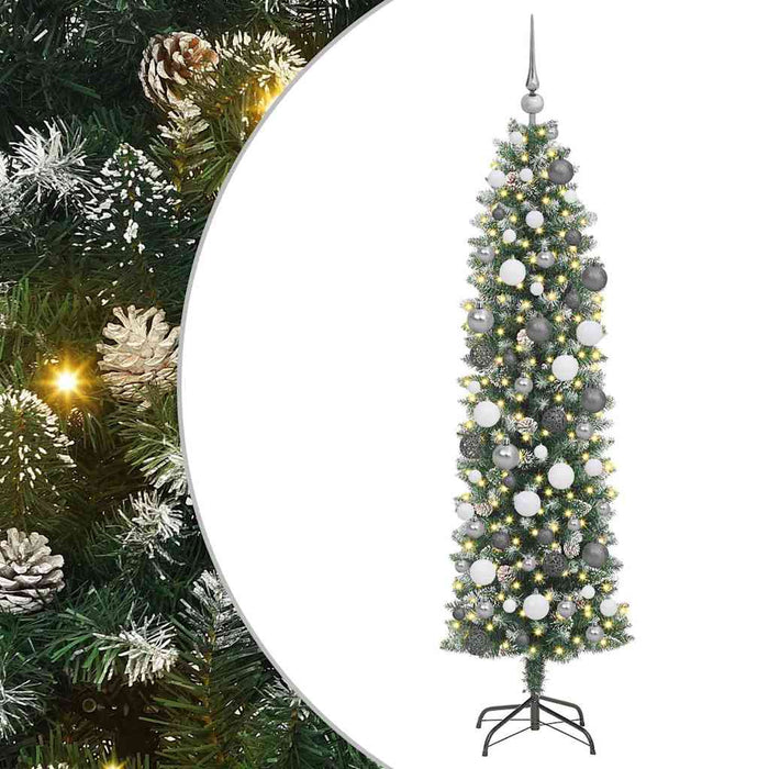 Copac Artificial Slăb de Crăciun cu 300 LED Verde și alb 180 cm - WALTI WALTI