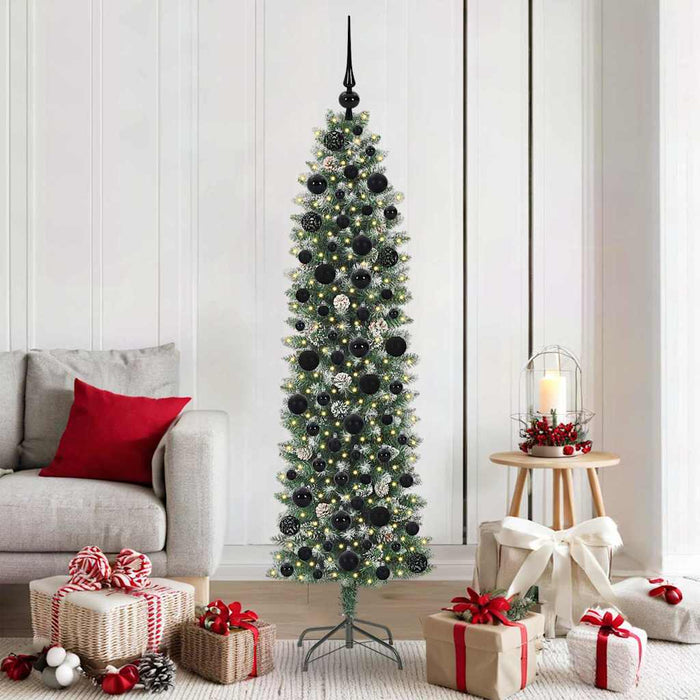 Copac Artificial Slăb de Crăciun cu 300 LED Verde și alb 180 cm - WALTI WALTI