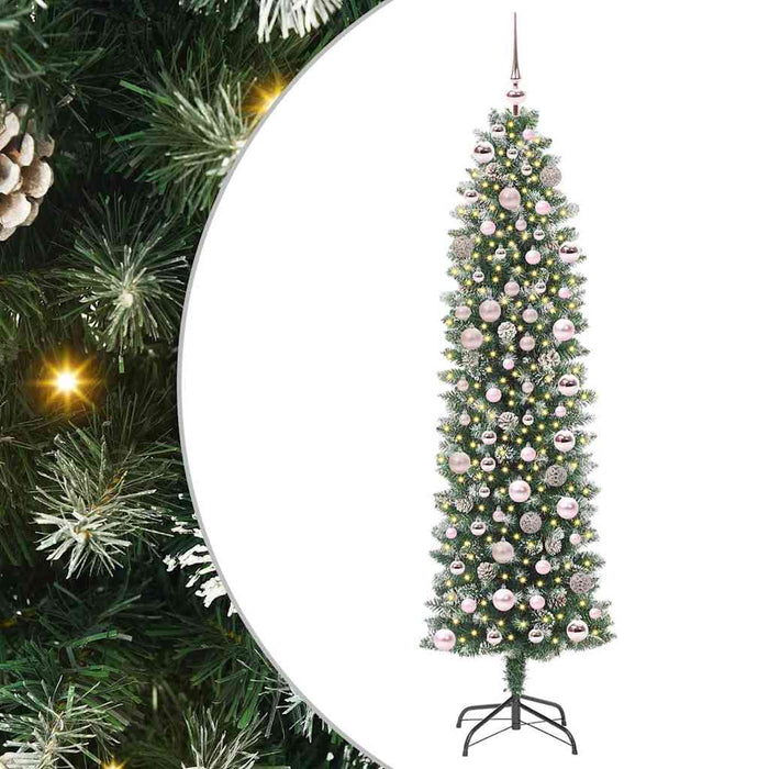 Copac Artificial Slăb de Crăciun cu 300 LED Verde și alb 180 cm - WALTI WALTI