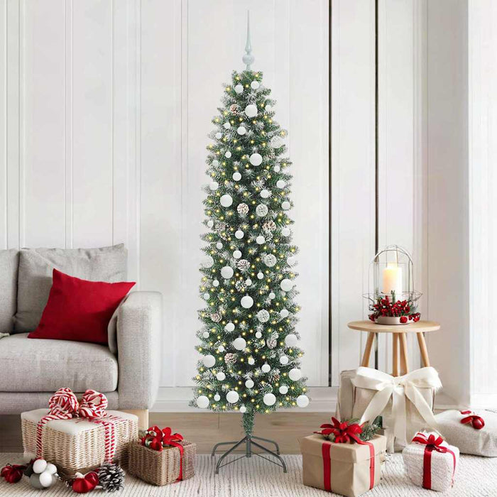 Copac Artificial Slăb de Crăciun cu 300 LED Verde și alb 180 cm - WALTI WALTI