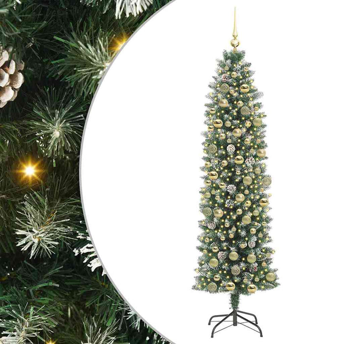 Copac Artificial Slăb de Crăciun Verde și alb 180 cm WALTI