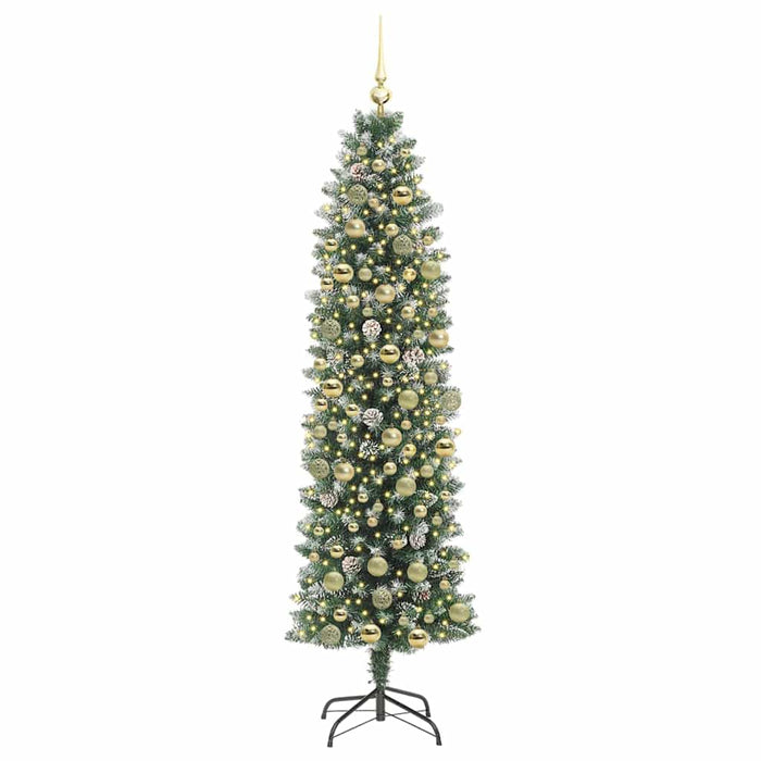 Copac Artificial Slăb de Crăciun Verde și alb 180 cm WALTI