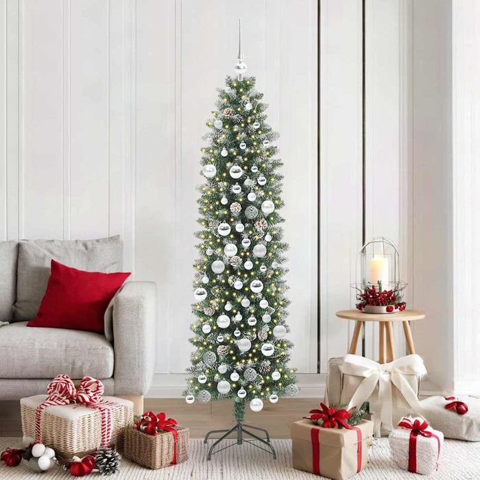 Copac Artificial Slăb de Crăciun cu 300 LED Verde și alb 180 cm - WALTI WALTI