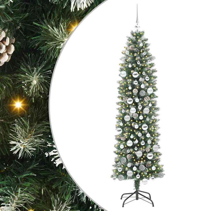 Copac Artificial Slăb de Crăciun cu 300 LED Verde și alb 180 cm - WALTI WALTI