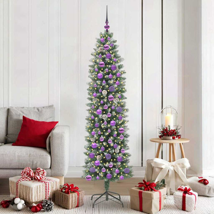 Copac Artificial Slăb de Crăciun cu 300 LED Verde și alb 180 cm - WALTI WALTI