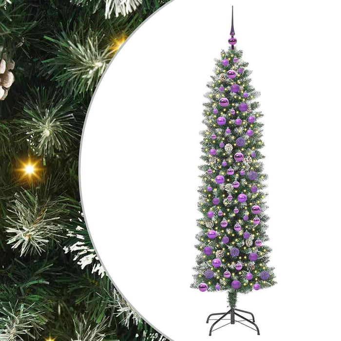 Copac Artificial Slăb de Crăciun cu 300 LED Verde și alb 180 cm - WALTI WALTI