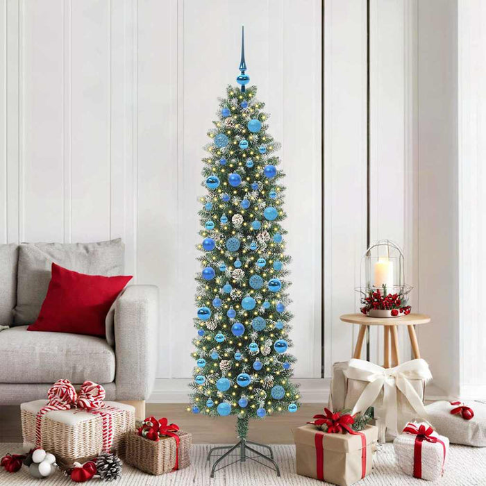 Copac Artificial Slăb de Crăciun cu 300 LED Verde și alb 180 cm - WALTI WALTI