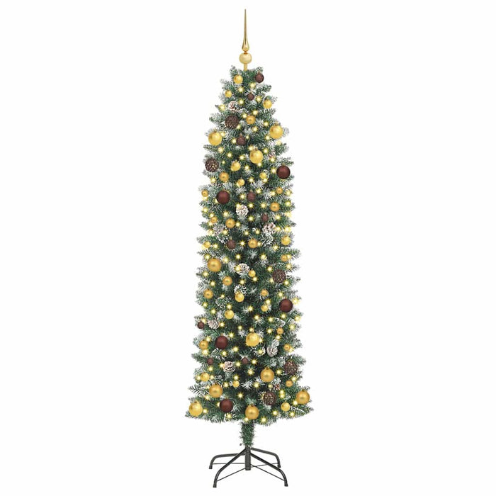 Copac Artificial Slăb de Crăciun cu 300 LED Verde și alb 210 cm WALTI