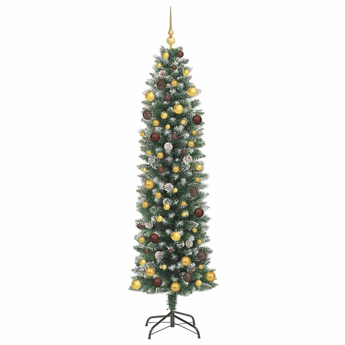 Copac Artificial Slăb de Crăciun cu 300 LED Verde și alb 210 cm WALTI