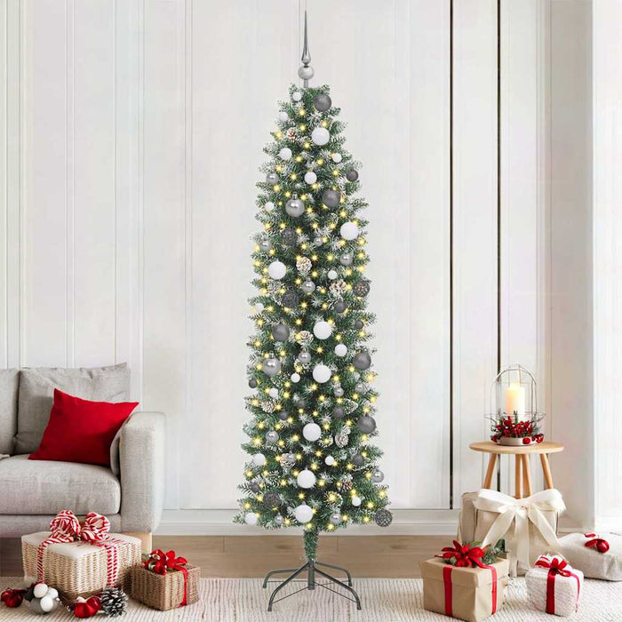 Copac Artificial Slăb de Crăciun cu 300 LED Verde și alb 210 cm - WALTI WALTI
