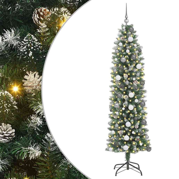 Copac Artificial Slăb de Crăciun cu 300 LED Verde și alb 210 cm - WALTI WALTI
