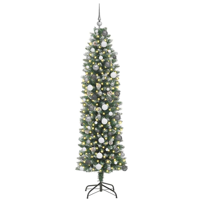 Copac Artificial Slăb de Crăciun cu 300 LED Verde și alb 210 cm - WALTI WALTI