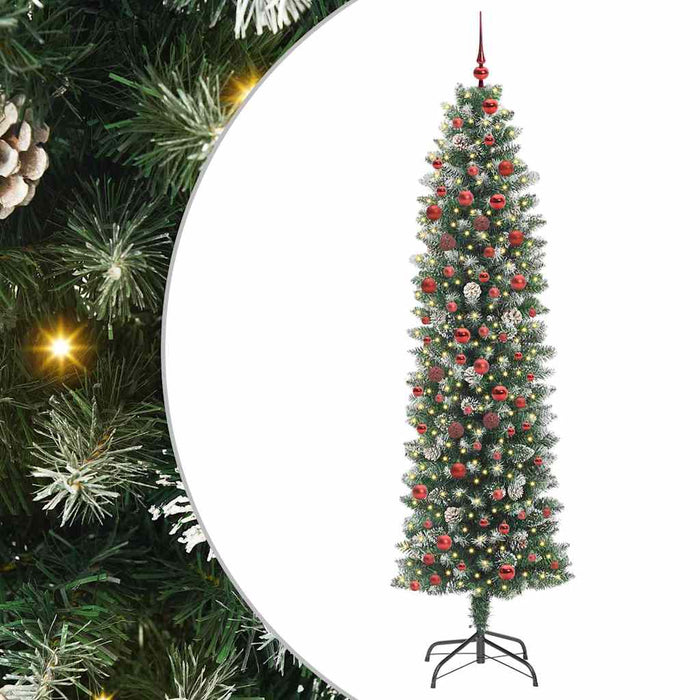 Copac Artificial Slăb de Crăciun cu 300 LED Verde și alb 210 cm - WALTI WALTI