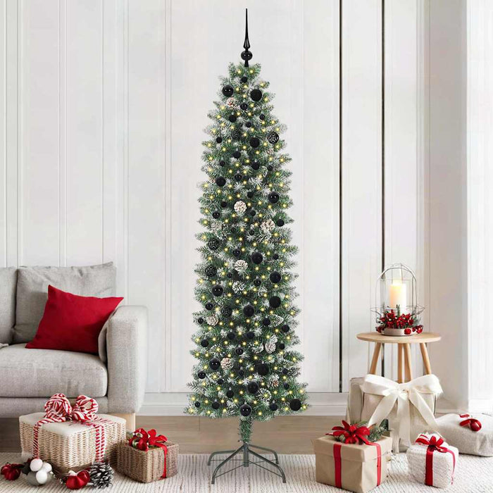 Copac Artificial Slăb de Crăciun cu 300 LED Verde și alb 210 cm - WALTI WALTI