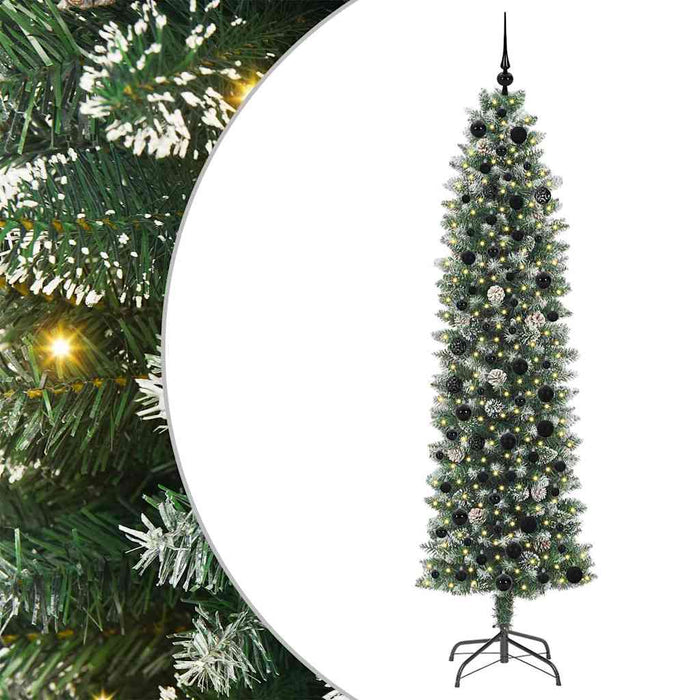 Copac Artificial Slăb de Crăciun cu 300 LED Verde și alb 210 cm - WALTI WALTI