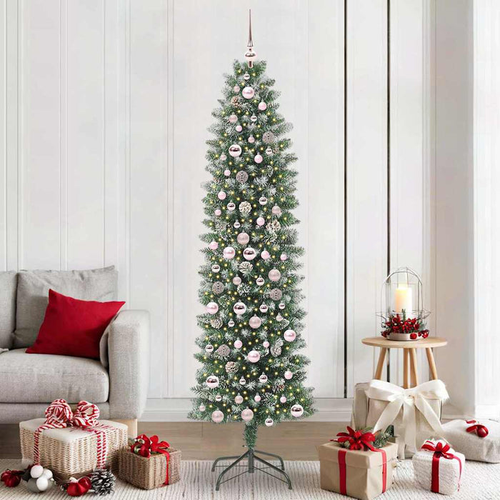 Copac Artificial Slăb de Crăciun cu 300 LED Verde și alb 210 cm - WALTI WALTI