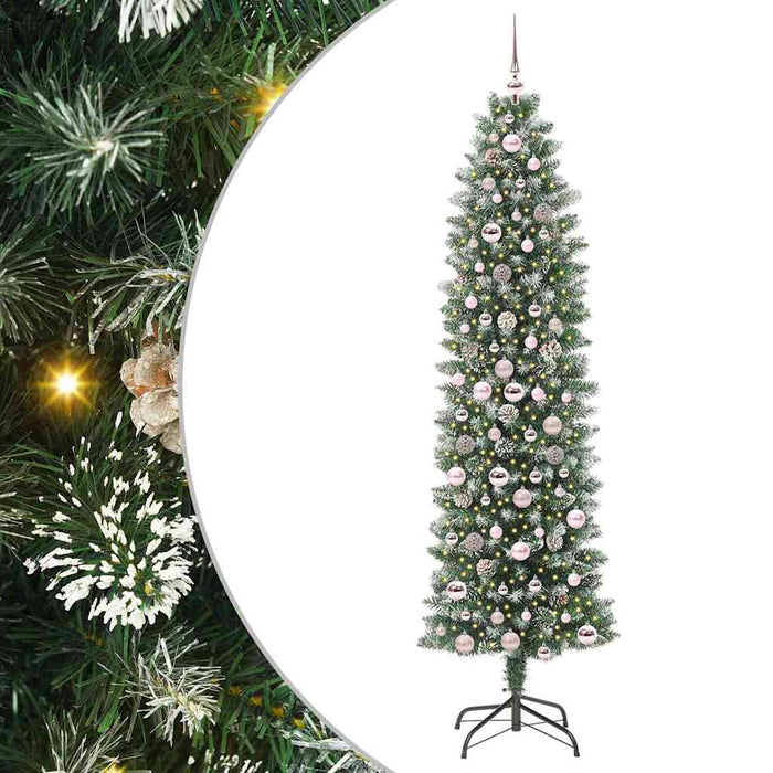Copac Artificial Slăb de Crăciun cu 300 LED Verde și alb 210 cm - WALTI WALTI