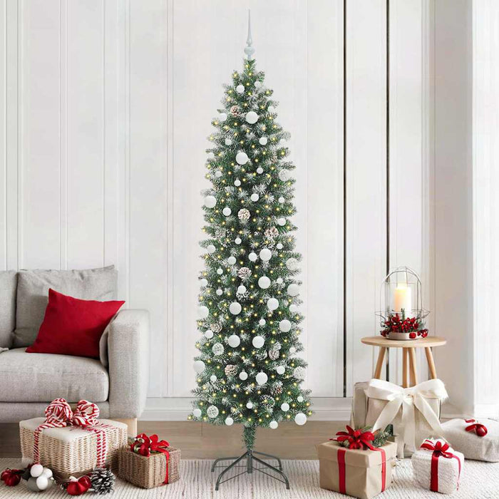 Copac Artificial Slăb de Crăciun cu 300 LED Verde și alb 210 cm - WALTI WALTI