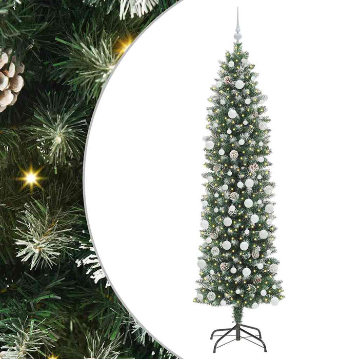 Copac Artificial Slăb de Crăciun cu 300 LED Verde și alb 210 cm - WALTI WALTI