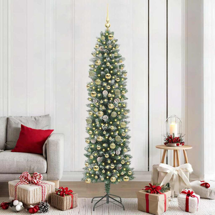 Copac Artificial Slăb de Crăciun Verde și alb 210 cm - WALTI WALTI